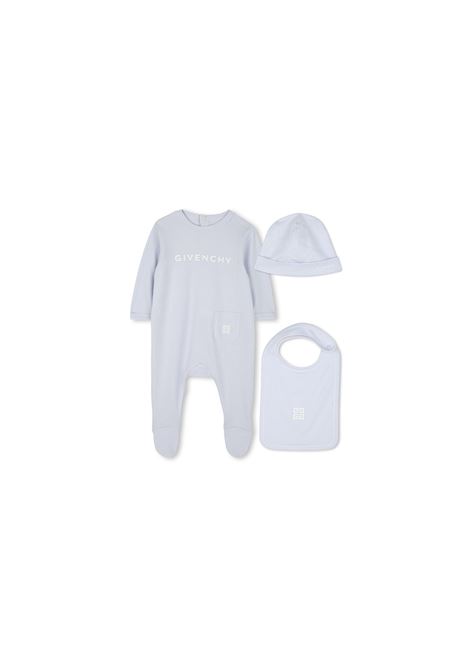 Pigiama a Coste Azzurro Con Cappello e Bavaglino GIVENCHY KIDS | H30605771